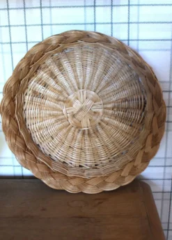 Panier Corbeille ronde osier tressage vintage