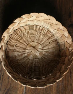 Panier Corbeille ronde osier tressage vintage