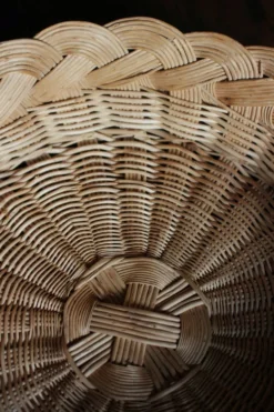 Panier Corbeille ronde osier tressage vintage