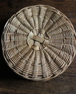 Panier Corbeille ronde osier tressage vintage