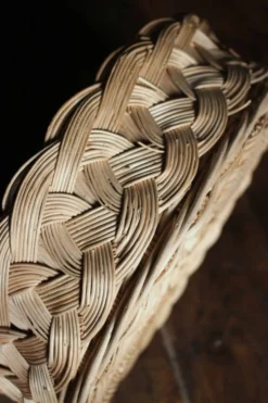 Panier Corbeille ronde osier tressage vintage