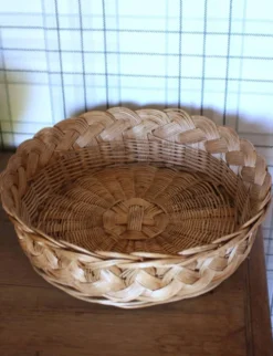 Panier Corbeille ronde osier tressage vintage