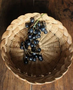 Panier Corbeille ronde osier tressage vintage