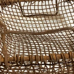 Panier de cheminée en métal rustique tissé antique, Pays-Bas vers 1900