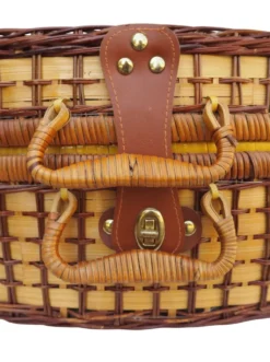 Panier de pique-nique en osier, intérieur en vichy bleu