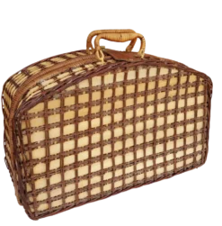 Panier de pique-nique en osier, intérieur en vichy bleu