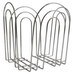 Panier en métal chromé vintage au design Space Age des années 1980 – rangement argenté pour magazines, couvertures, 37x42x34 cm