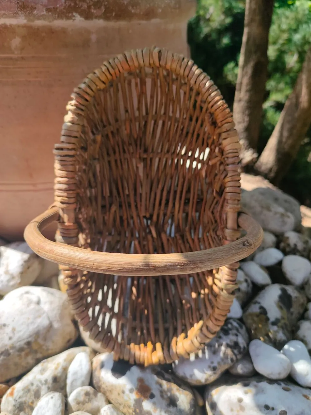Panier en osier campagnard