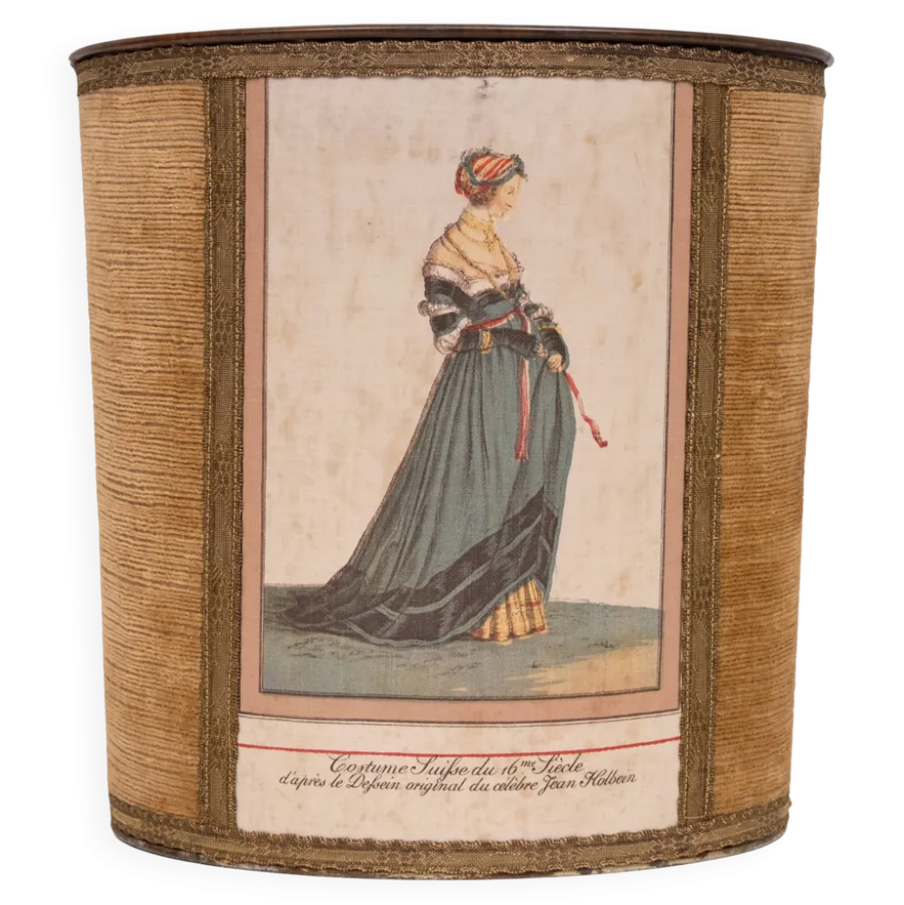 Panier en papier velours marron Jean Holbein années 1950 France
