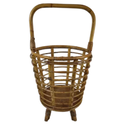 Panier en rotin années 60