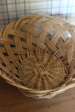 Panier Grande corbeille osier tressé vintage