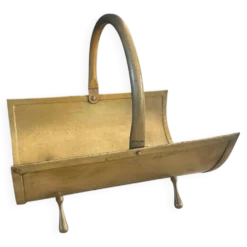 Panier Porte-bûches laiton massif Signé Pierre Vergnes, F