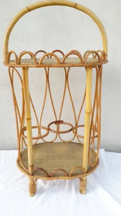 Panier porte-bouteille bar en rotin