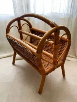 Panier / porte-revues rotin vintage