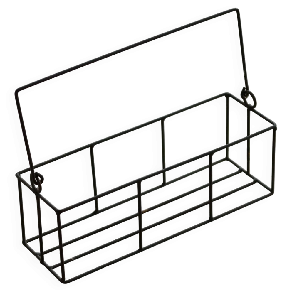 Panier rectangulaire en métal à structure filaire, doté d’une anse mobile e