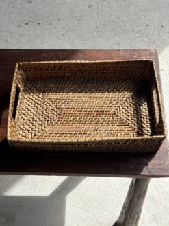 Panier rectangulaire en osier tressé L32 l20 H8 cm