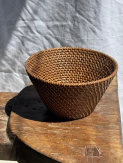 Panier rond en rotin artisanal indonésien D25 H14