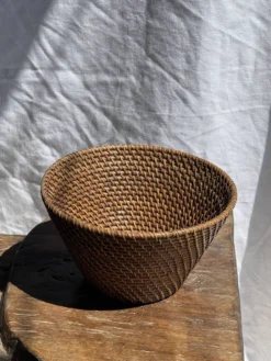 Panier rond en rotin artisanal indonésien D25 H14