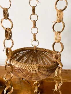 Panier suspendu tressé vintage