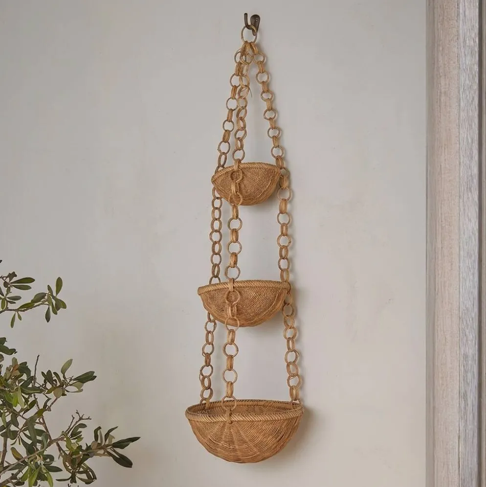 Panier suspendu tressé vintage