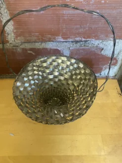 Panier Tressé Ancien Metal Argenté Vintage #E015