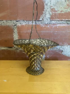 Panier Tressé Ancien Metal Argenté Vintage #E015