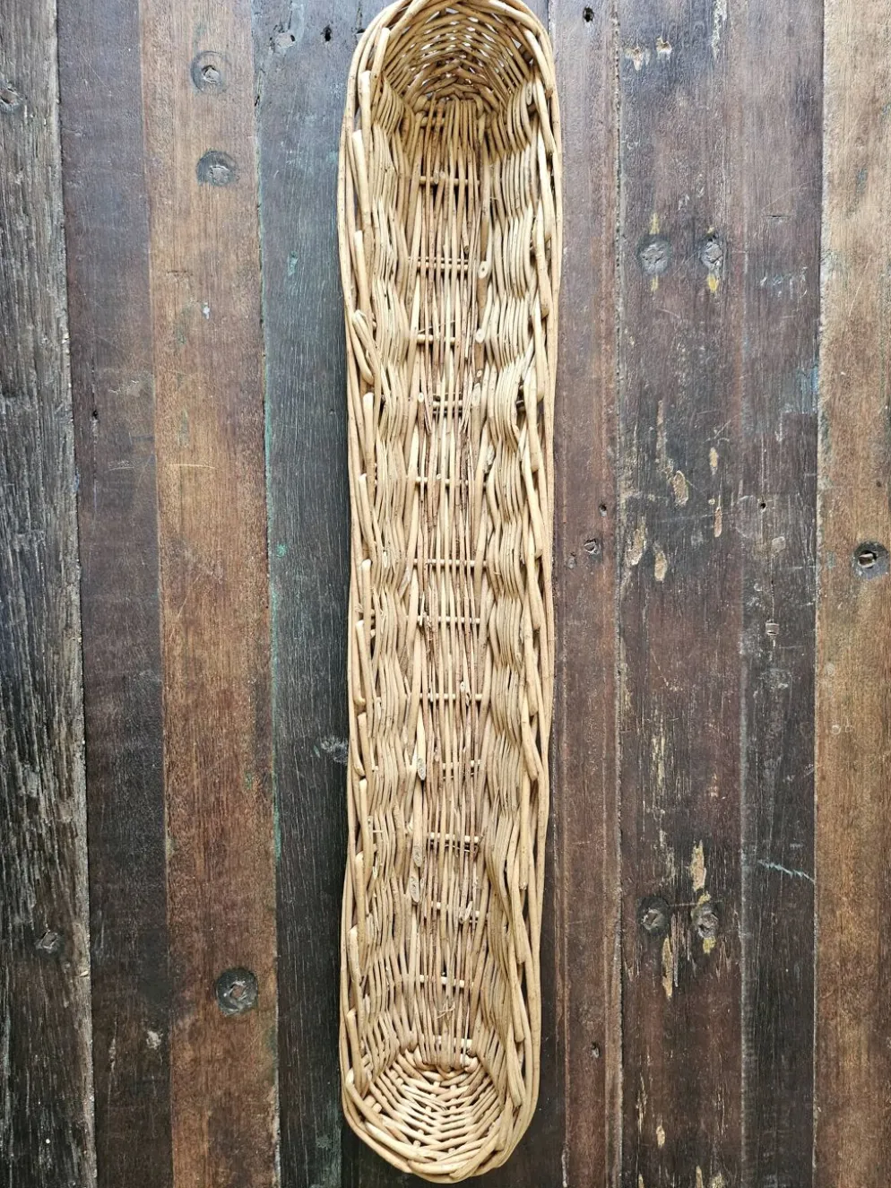 Panière boulanger vintage en osier tressé