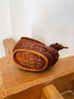 Panière / corbeille en osier en forme de canard (vintage)