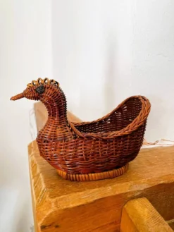 Panière / corbeille en osier en forme de canard (vintage)