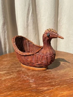 Panière / corbeille en osier en forme de canard (vintage)