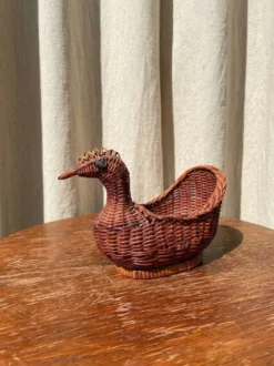 Panière / corbeille en osier en forme de canard (vintage)