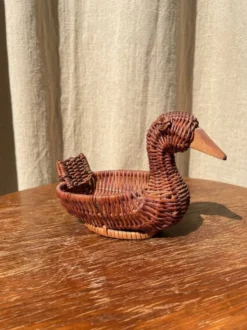 Panière / corbeille en osier en forme de canard (vintage)