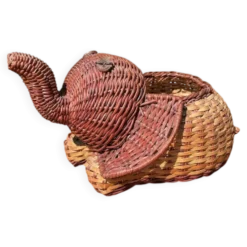 Panière / corbeille en osier en forme d’éléphant (vintage)