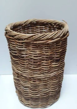 Panière corbeille haute 55cm rotin ronde ancienne