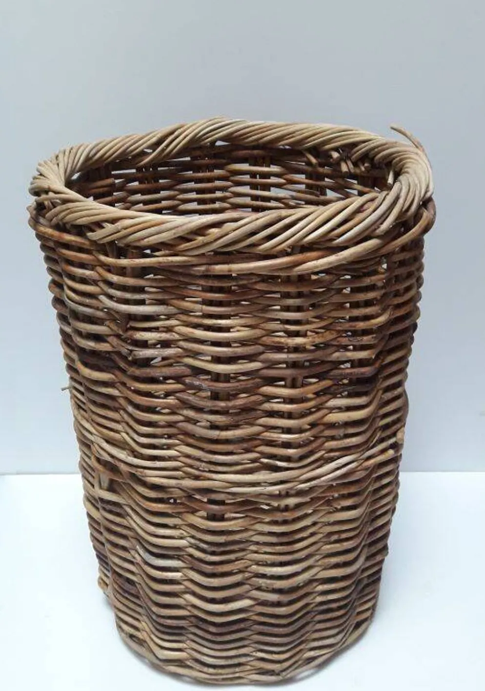 Panière corbeille haute 55cm rotin ronde ancienne