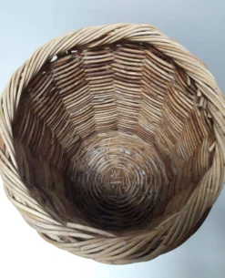 Panière corbeille haute 55cm rotin ronde ancienne