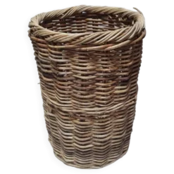 Panière corbeille haute 55cm rotin ronde ancienne