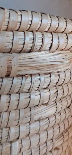 Panière corbeille ronde vintage en paille