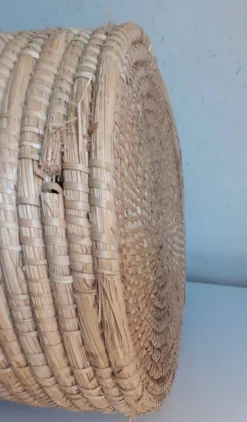 Panière corbeille ronde vintage en paille