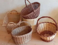 Panière corbeille ronde vintage en paille