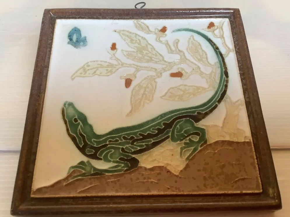 Panneau céramique salamandre lézard royal delft