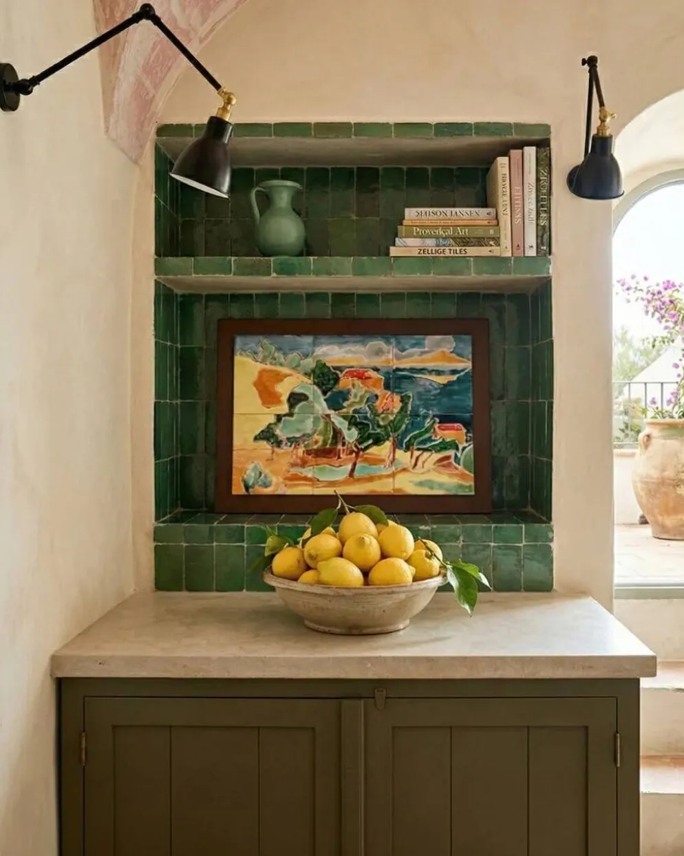 Panneau d’art en carreaux de céramique émaillée Mid-Century coloré, Anduze
