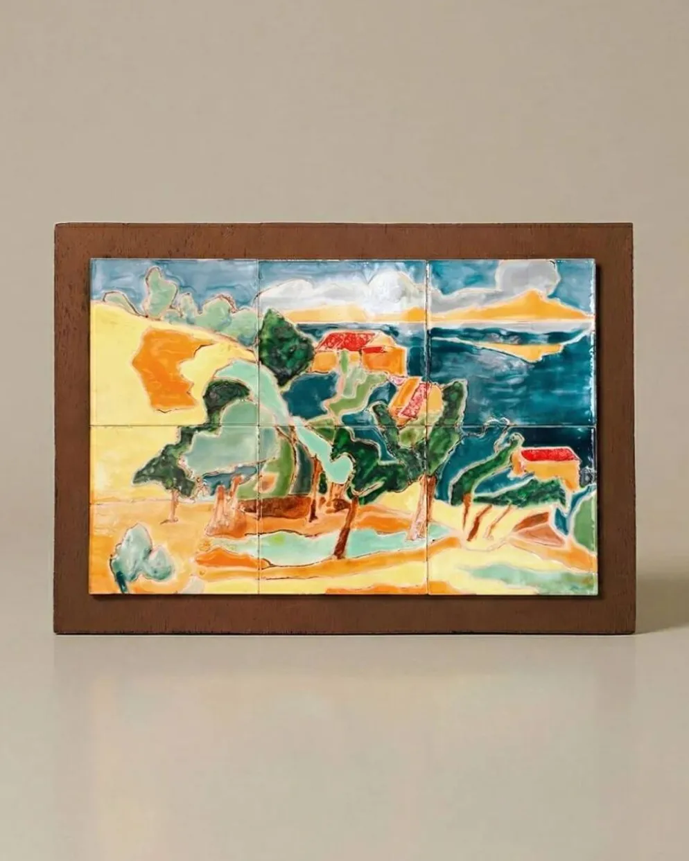 Panneau d’art en carreaux de céramique émaillée Mid-Century coloré, Anduze