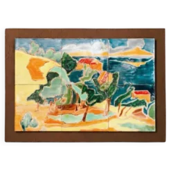 Panneau d’art en carreaux de céramique émaillée Mid-Century coloré, Anduze