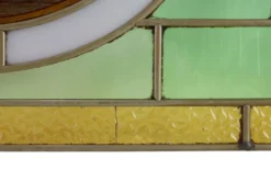 Panneau en verre teinté Art Déco représentant un match de boxe, Belgique vers 1910