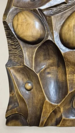 Panneau mural en bois sculpté, art mural, milieu du 20e siècle, 55 × 20 × 5 cm