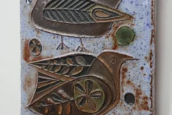 Panneau mural en céramique du milieu du siècle avec des oiseaux stylisés par Amphora, Belgique, vers.