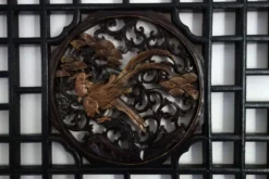Panneau mural octogonal bois sculpté, milieu XXème, Chine