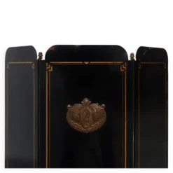Paravent de cheminée Art Déco noir et or français, années 1930