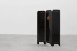 Paravent de cheminée Art Déco noir et or français, années 1930